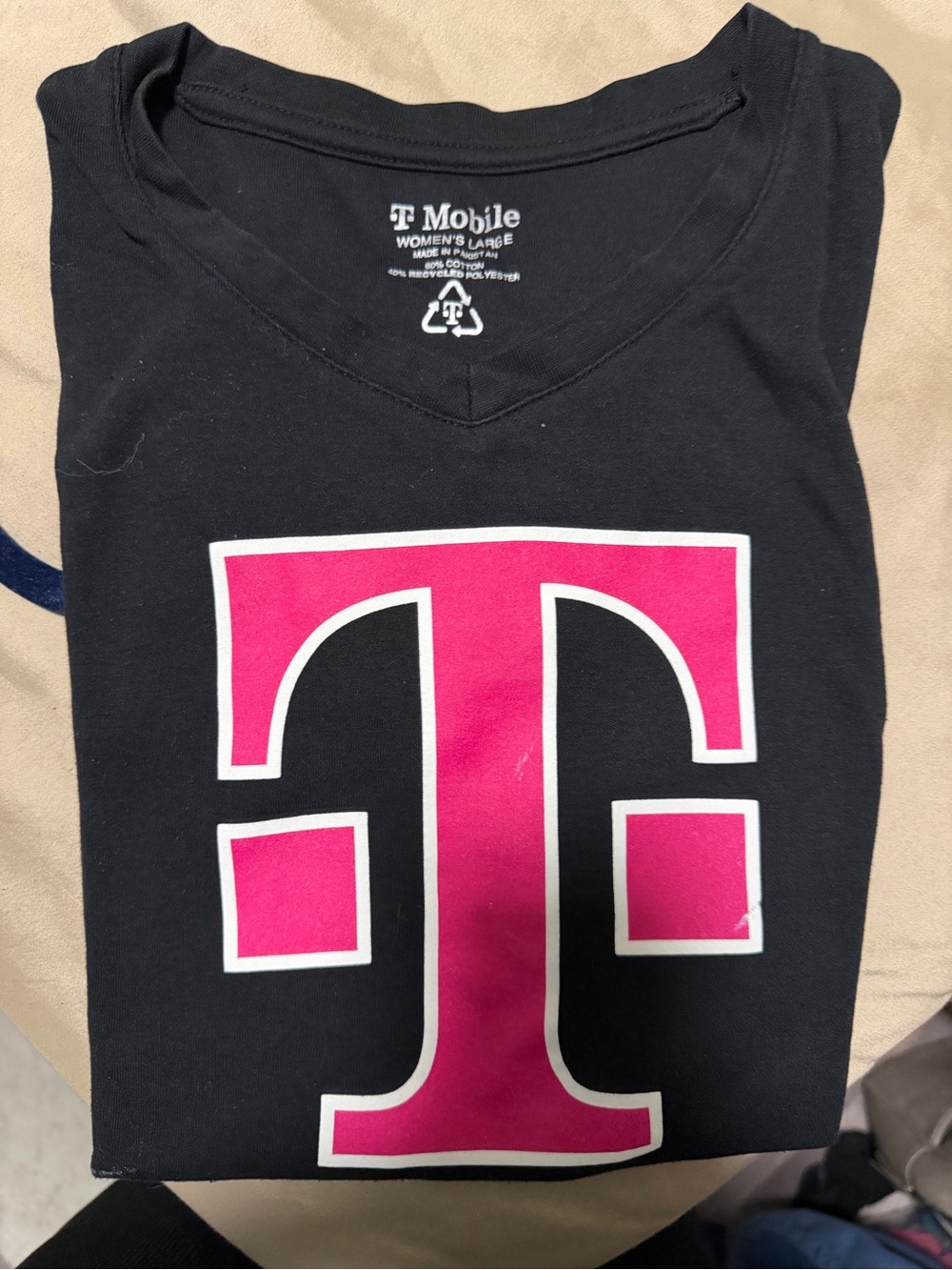 T-Mobile Women's Black Tee with Pink Logo